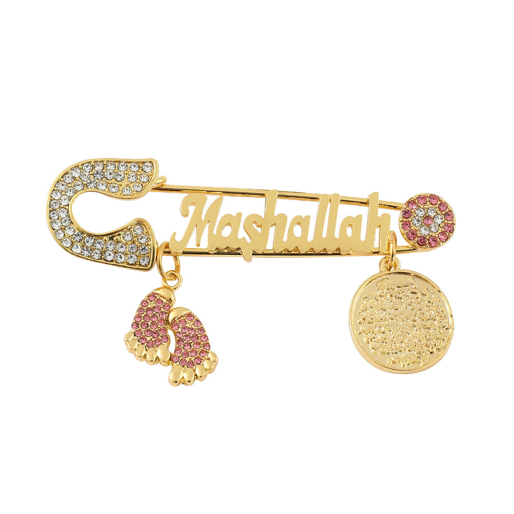Wholesale Diamond Foot Letter Exquisite Alloy Brooch