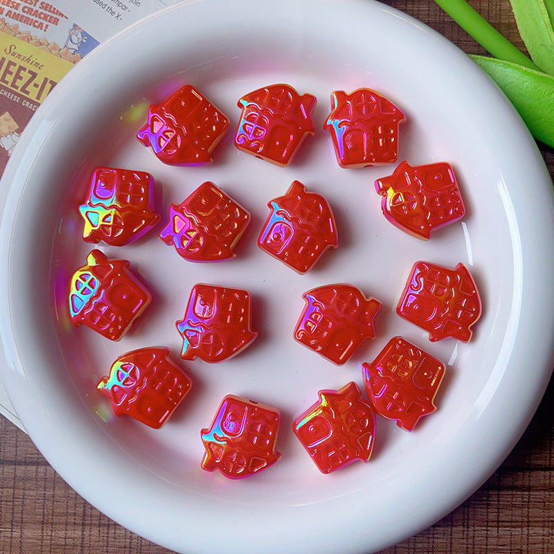 Wholesale  Random  10pcs/pack  Seashell House Beaded Loose Beads  Acrylic Beads