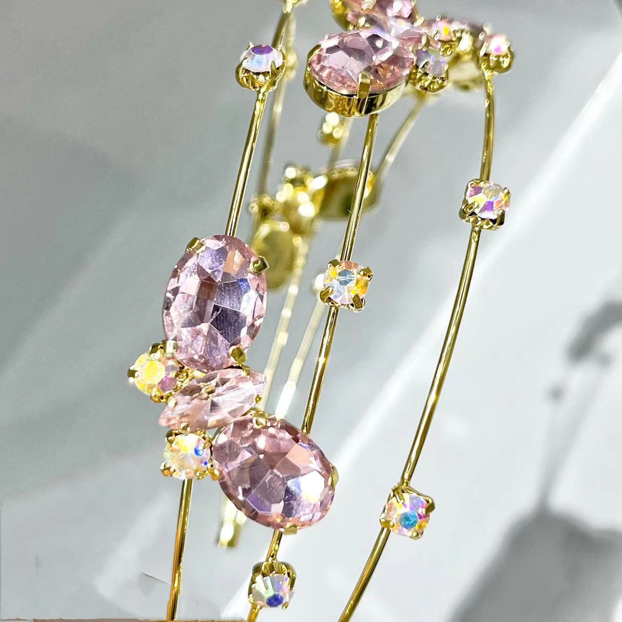 Wholesale Light Luxury Internet Celebrity Diamond Double Layer Bow Headband