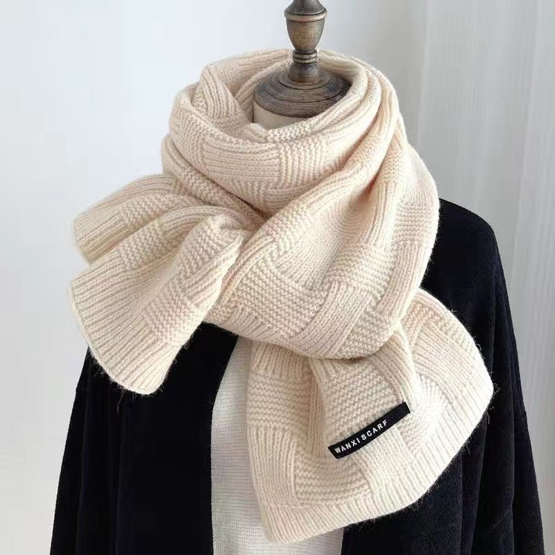Wholesale Stripe Solid Color Label Winter Warm Knitted Arctic Velvet Scarves