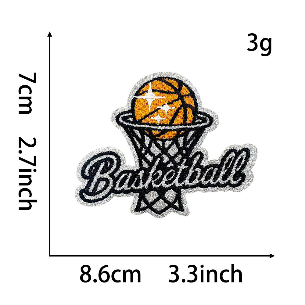 Wholesale Sequined Basketball Patch DIY Iron On Embroidered Badge Stylish Coat Decorative Accessory
