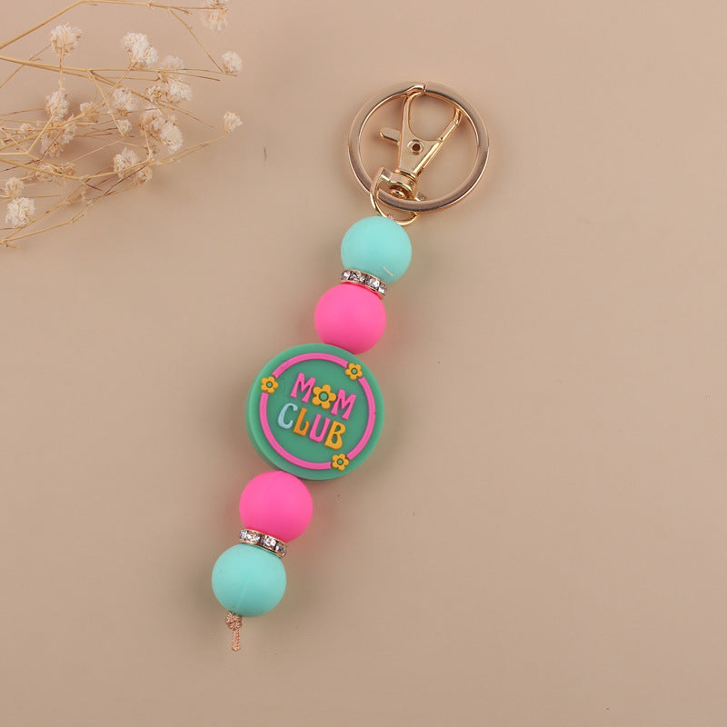 Wholesale Cartoon Silicone MAMA Handmade Beaded Keychains
