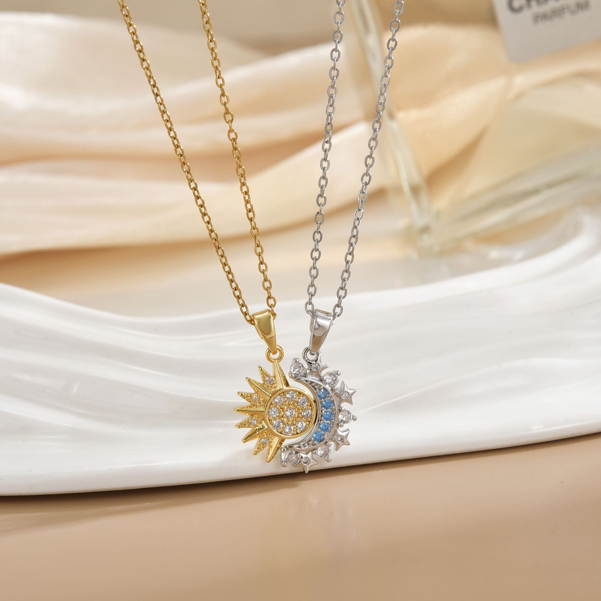 Wholesale Magnetic Sun Moon Titanium Steel Necklace