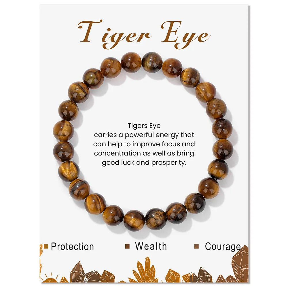 Wholesale Handmade Natural Stone Stretch Bracelet With 8Mm Green Chalcedony Quartz And Tiger Eye Beads Trendy Unisex Jewelry Accessory