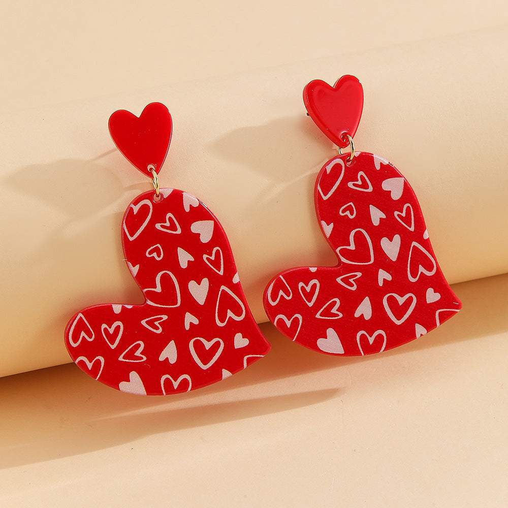 Wholesale New Valentine's Day women's irregular heart-shaped red pink earrings