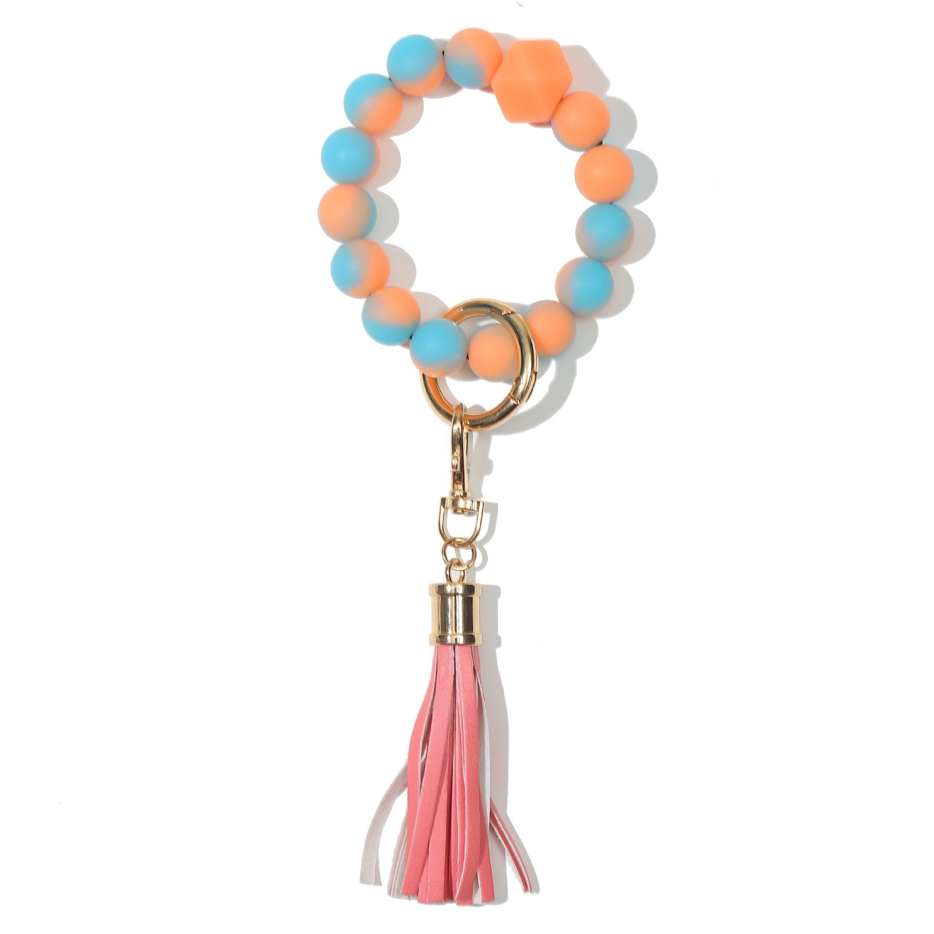 Wholesale Fluorescent Luminous Colored Silicone Beaded Wrist Keychain