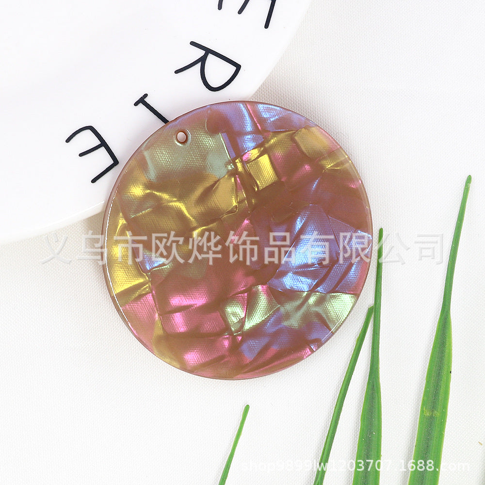 Wholesale 10pcs Textured Acrylic Circle Key Pendant Bookmark