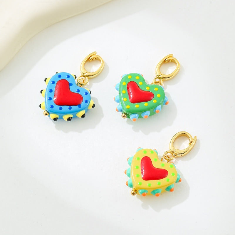 Wholesale Dopamine-colored wave center-shaped glass jewelry  Pendant Charms