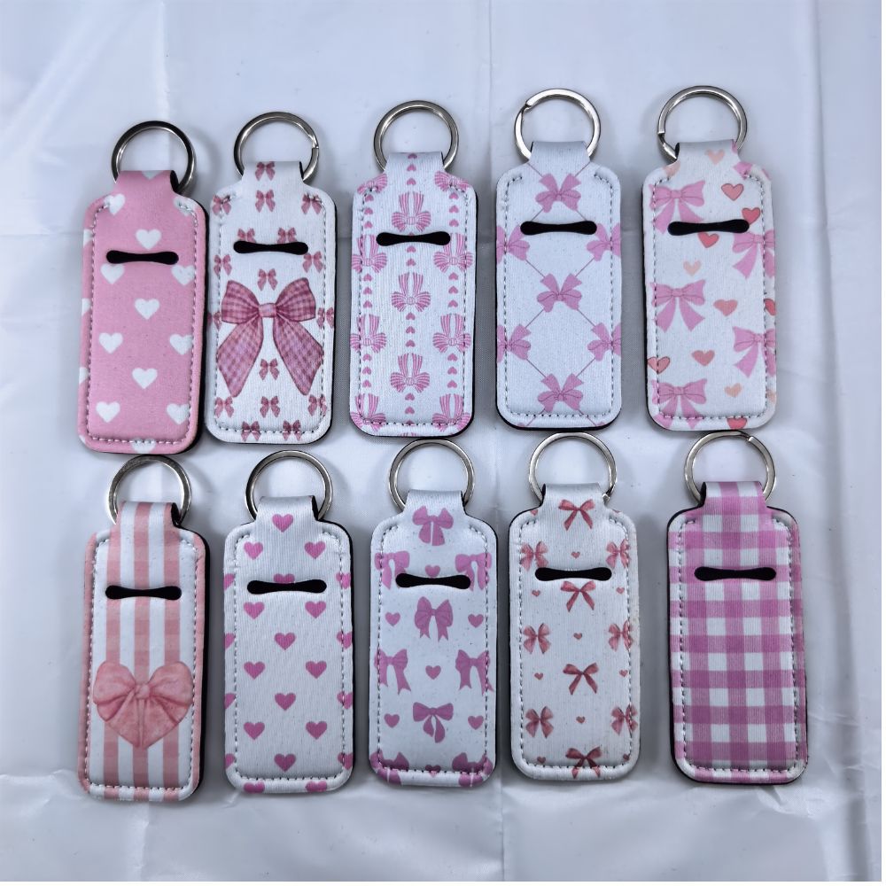 Wholesale Printed sunflower women' s lipstick bag Chapstick Holder keychain