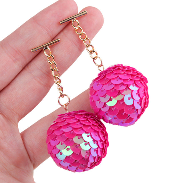 Wholesale Colorful Sequined Round Balls Personality Simple Retro Design Niche Earrings