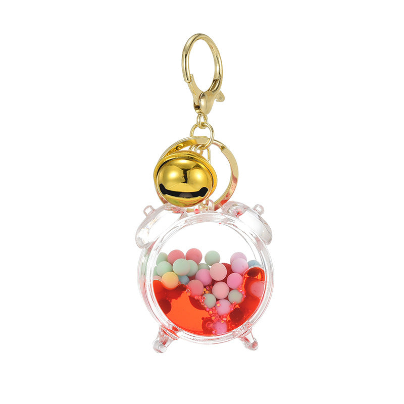 Wholesale Colored Bead Quicksand Bottle Oil Alarm Clock Acrylic Liquid Keychain