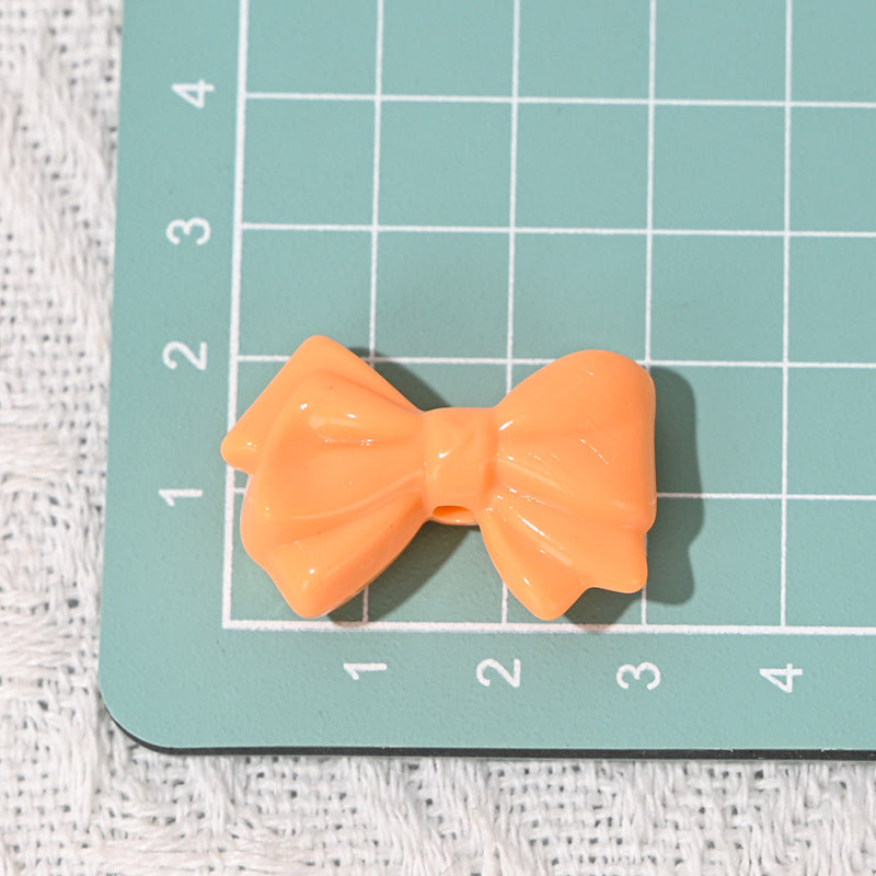 Wholesale 10pcs Macaron Colorful Double-Layer Bow Acrylic Beads