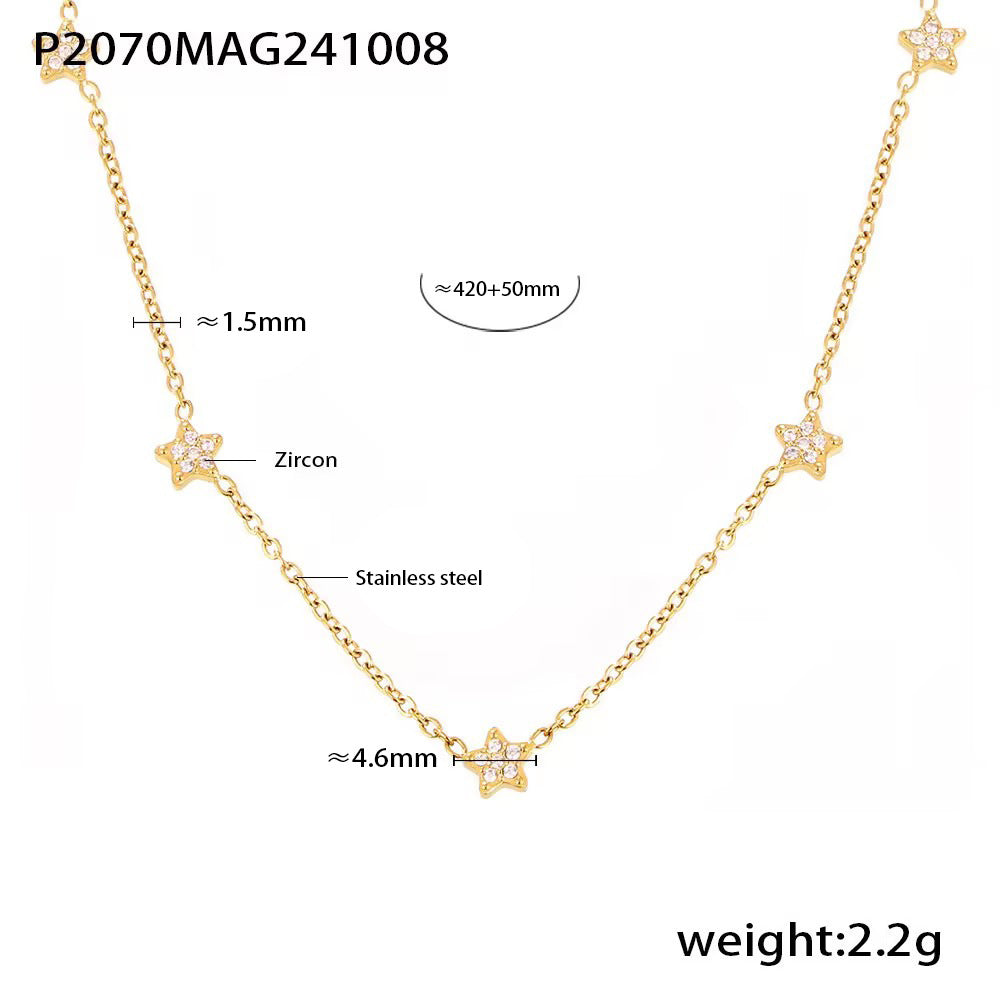 Wholesale Mili ins five-pointed star inlaid with zircon small diamond star clavicle necklace