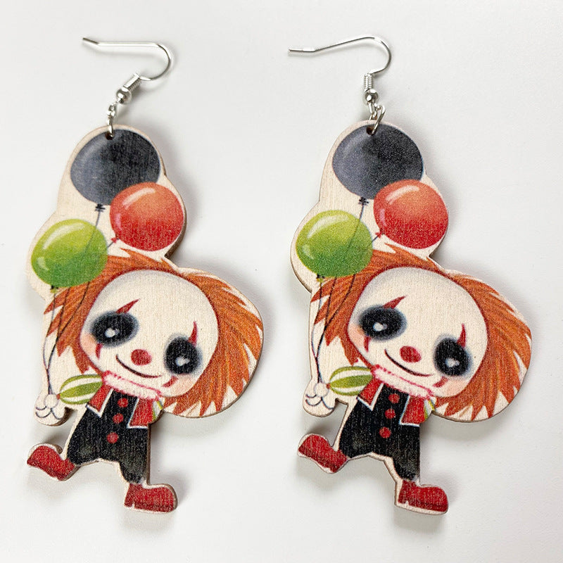 Pendientes de madera espeluznantes de 2Pair/Pack Halloween al por mayor