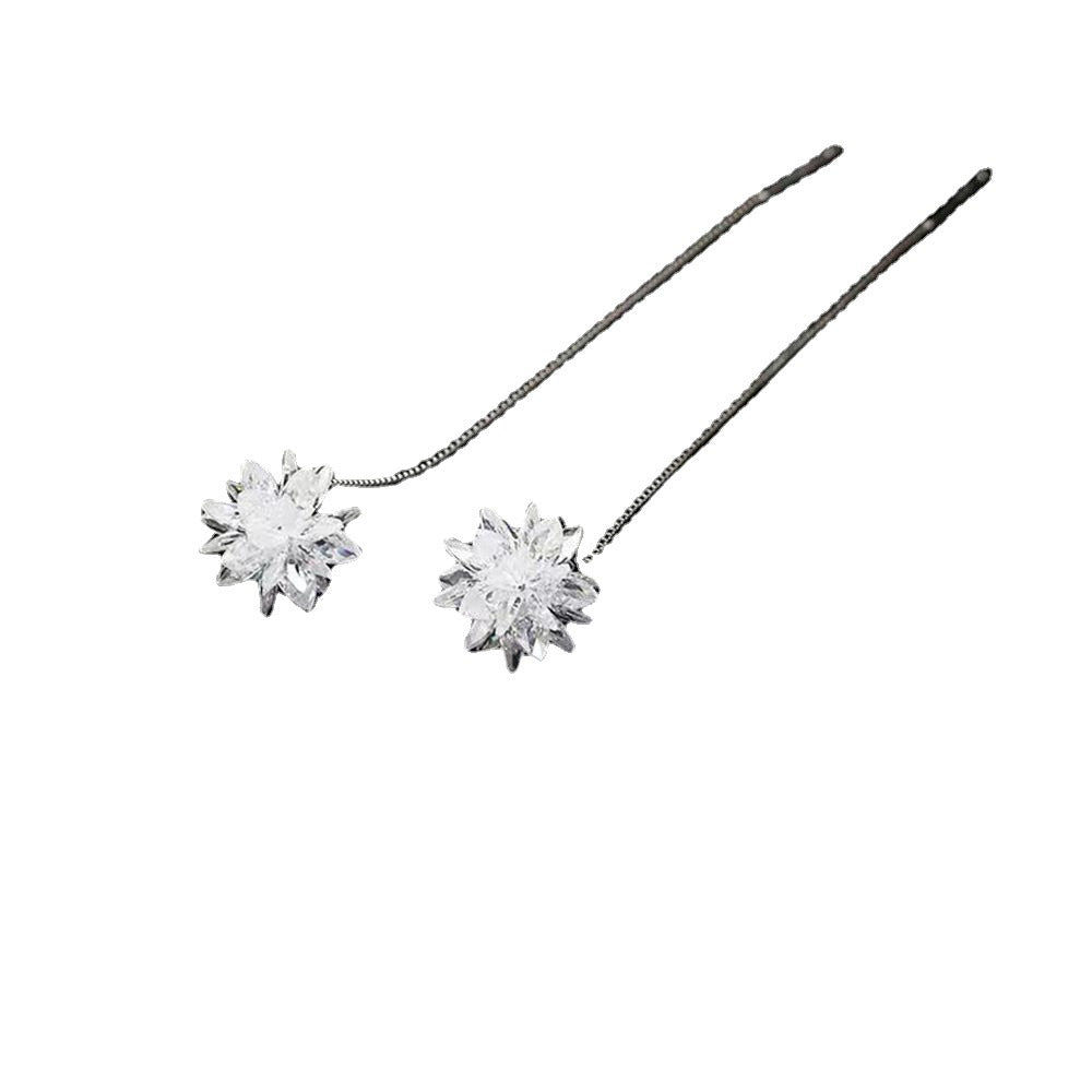 Wholesale Purple Ice Flower Chain Zircon Earrings