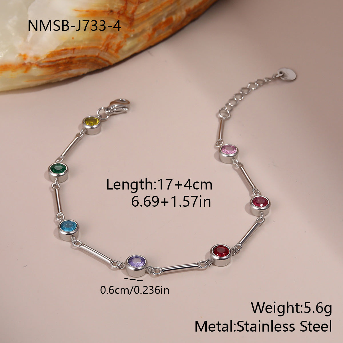 Wholesale Colorful Zircon Exquisite Stainless Steel Bracelet Light Luxury Jewelry