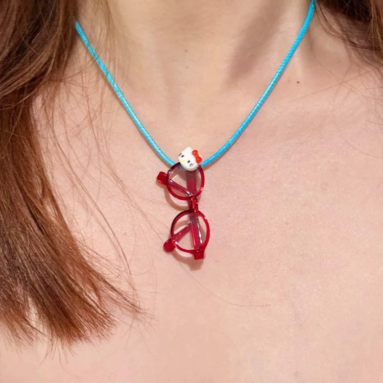 Wholesale Red hollow flower heart-shaped necklace