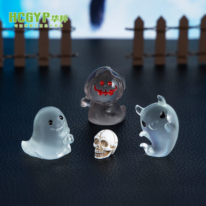 Wholesale Resin  Luminous Ghost Pumpkin Desktop Figurine Decoration for Gift Resale