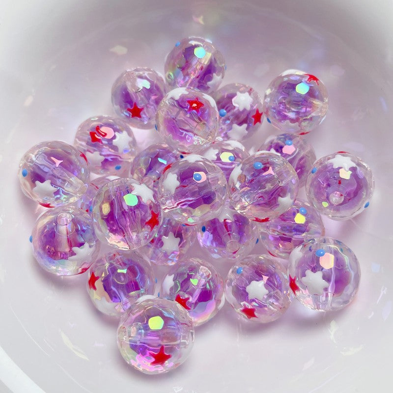 Wholesale 5pcs/pack 16mm Hand-painted Rabbit Bear Cut Face Round Beads