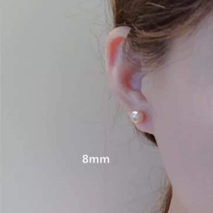 Wholesale 8-14mm milk white pearl round earrings