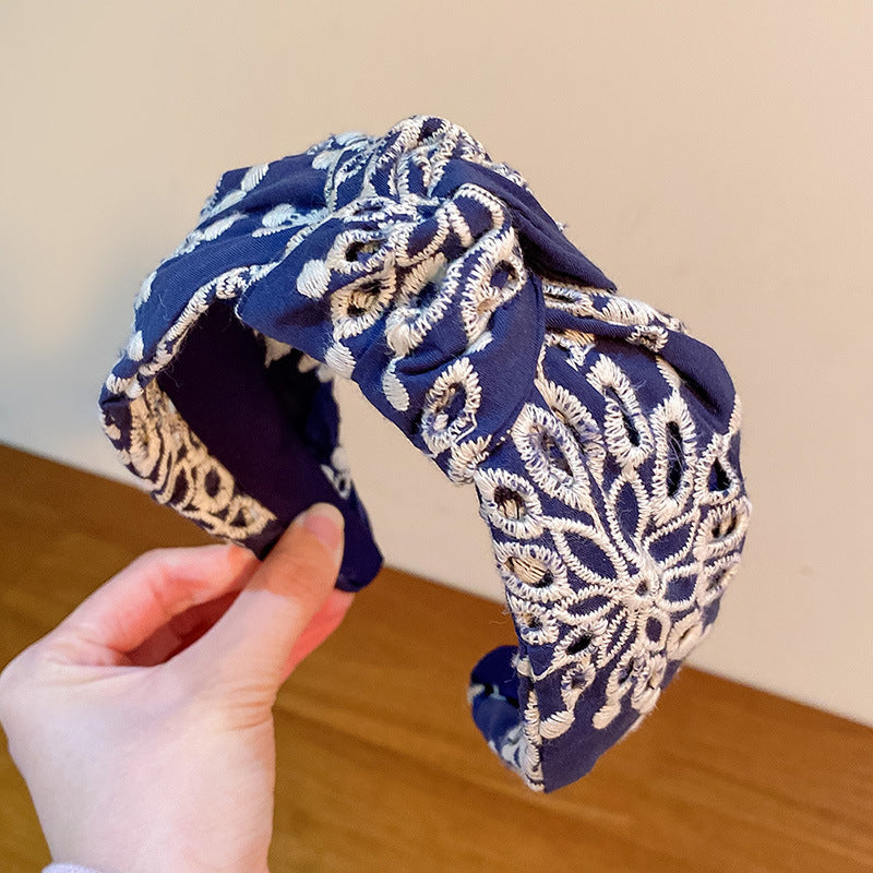 Wholesale Vintage Twist Embroidered  Polyester Headband