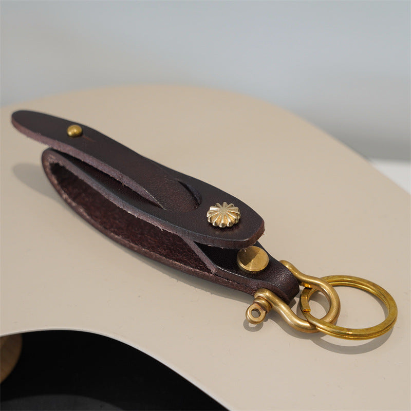 Wholesale Simple First Layer Cowhide Keychain