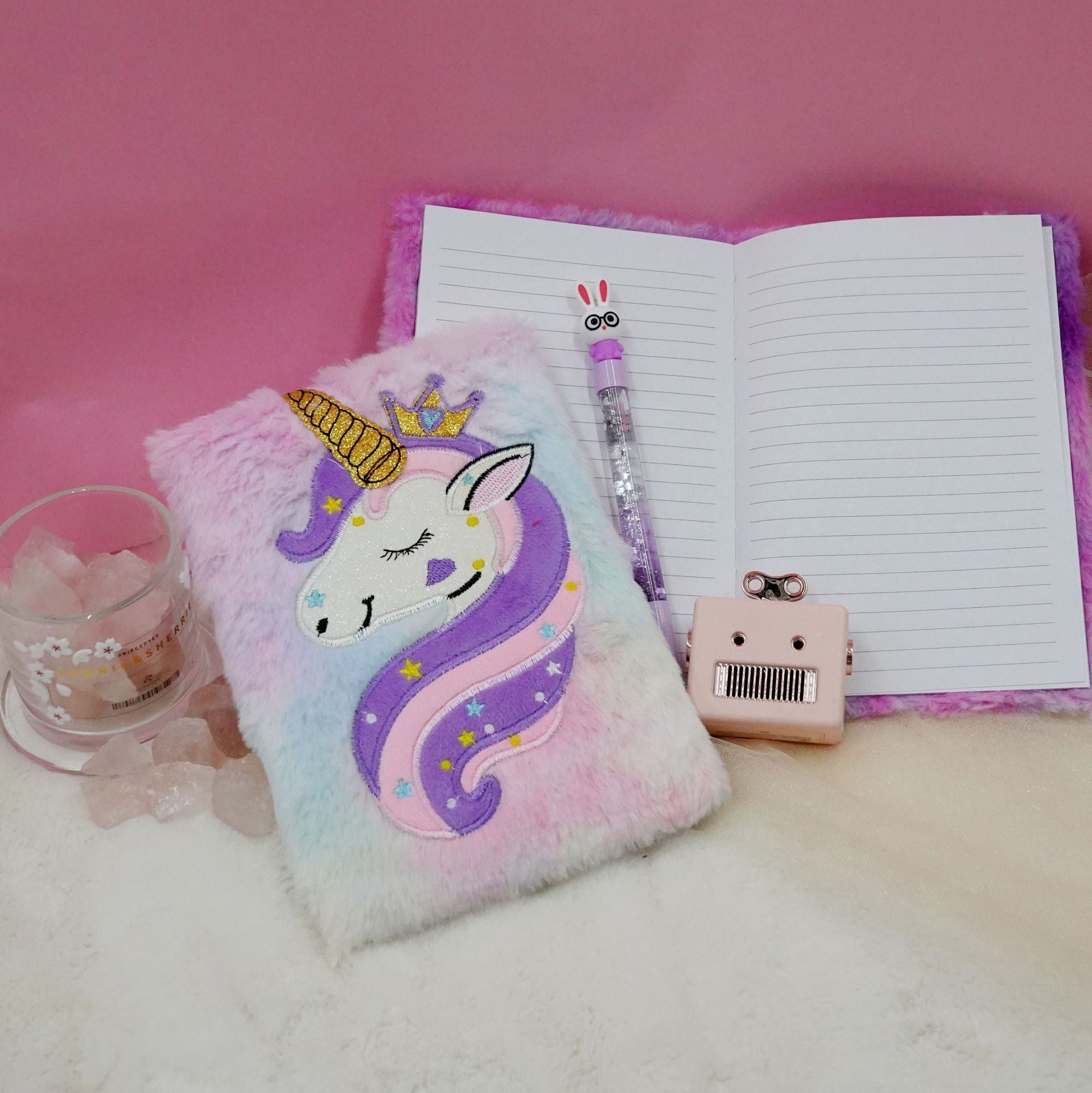 Wholesale Creative girly cute plush unicorn notebook