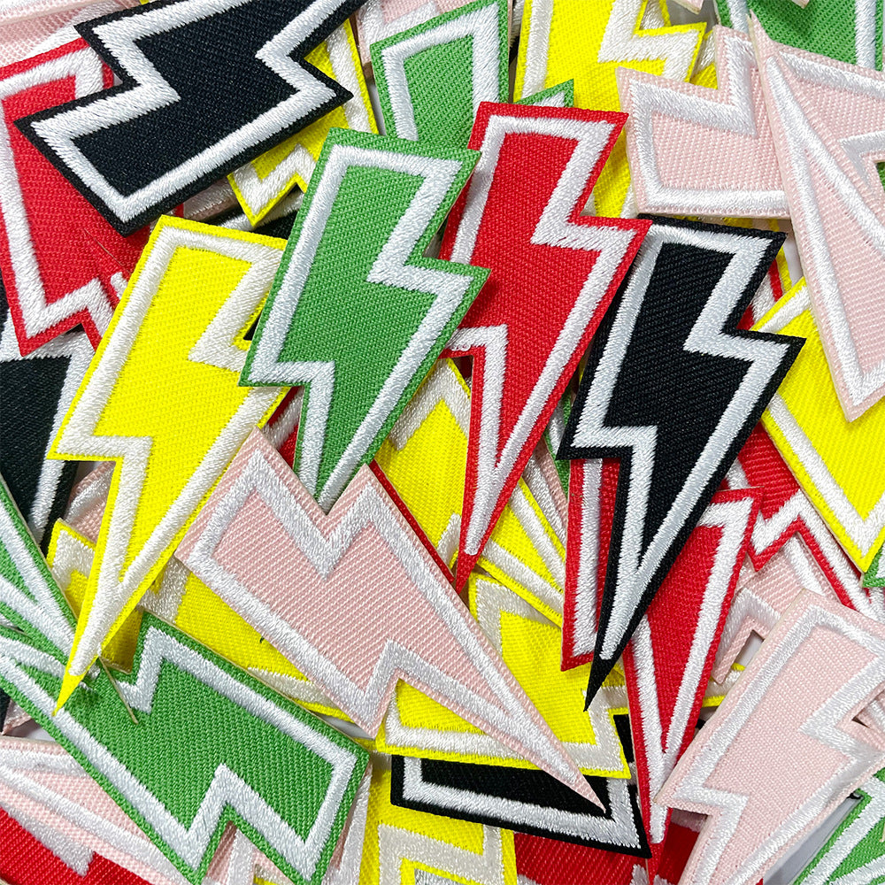 Wholesale Iron On Embroidery Patch Black Lightning Design For DIY Clothing And Hats Boutique Fashion Accessory