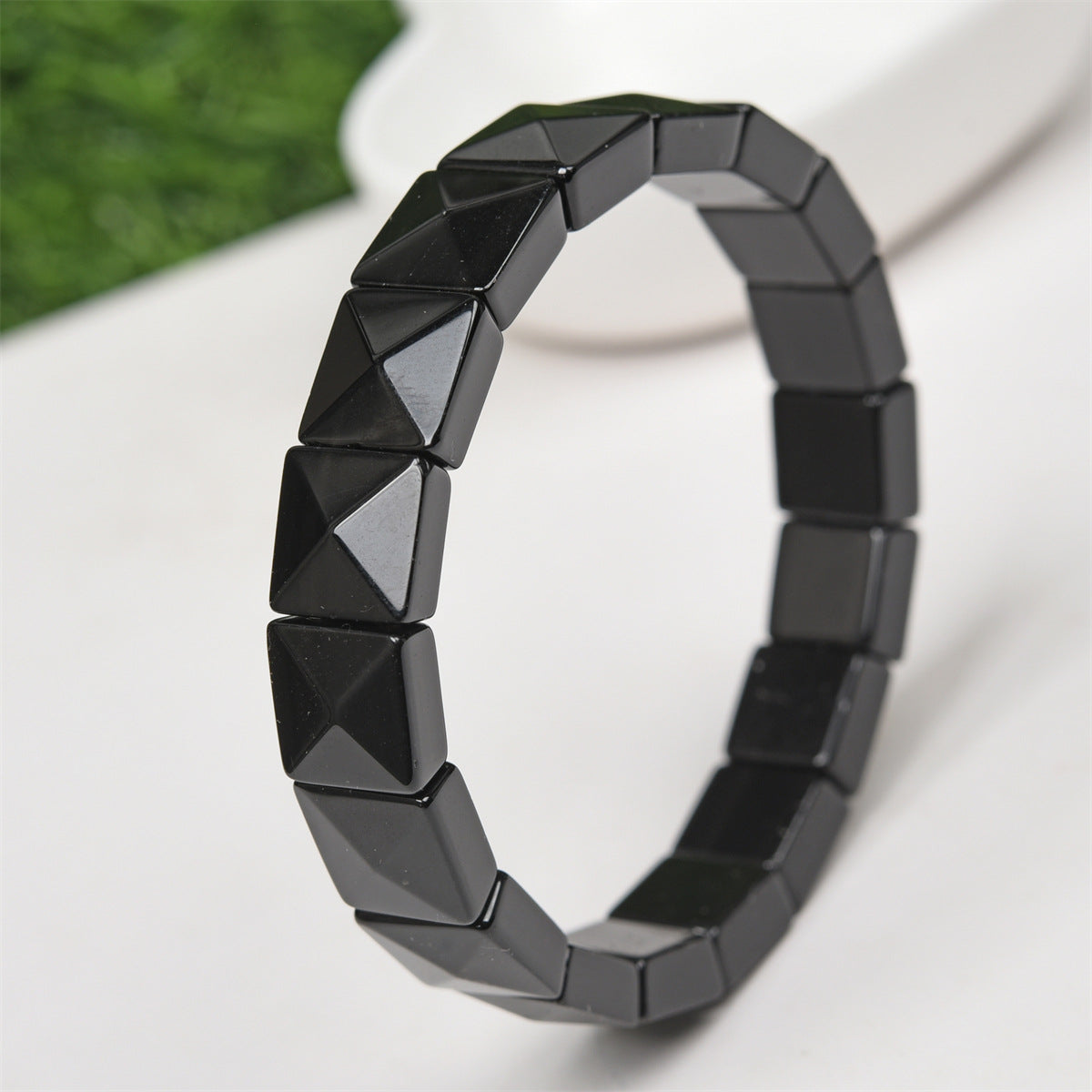 Wholesale Natural obsidian faceted bracelet