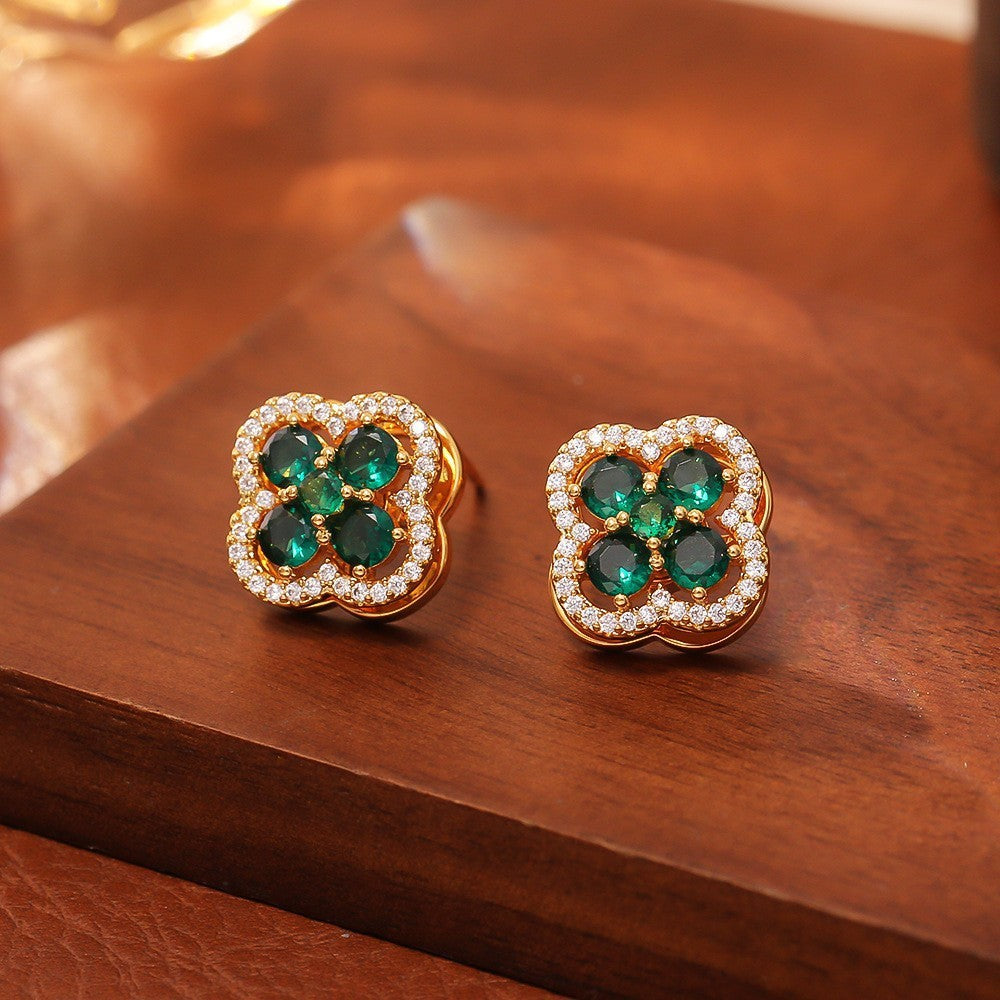 Wholesale Fireworks pearls cat eyes plant studded diamond earrings