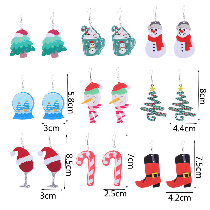 Wholesale Christmas Snowman Boots Christmas Tree Acrylic Earrings