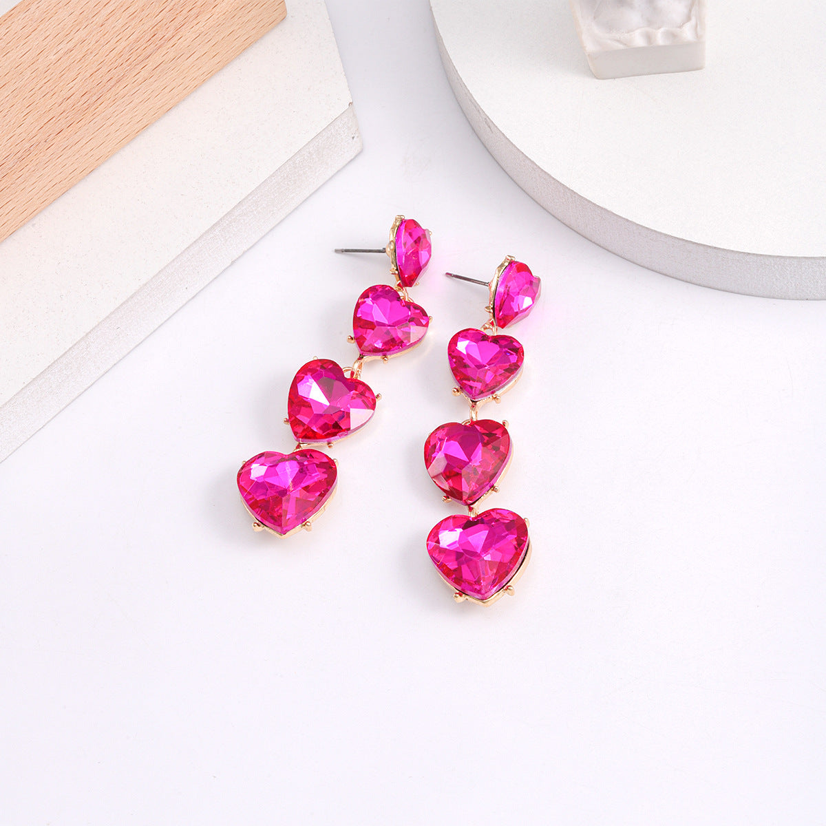 Wholesale Love Rhinestone Tassel Alloy Earrings