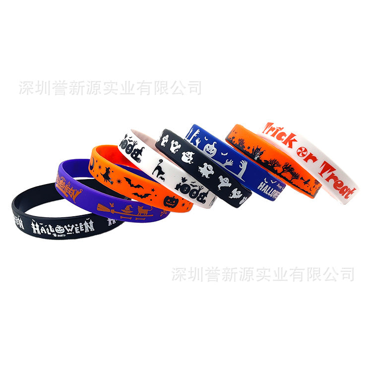 Wholesale Silicone Hallonween Ghost Skull Rubber Wristband 20pcs