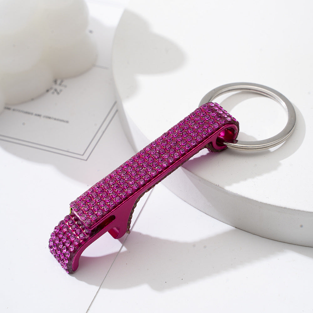Wholesale Colorful Rhinestone Aluminum Alloy Beer Bottle Opener Keychain