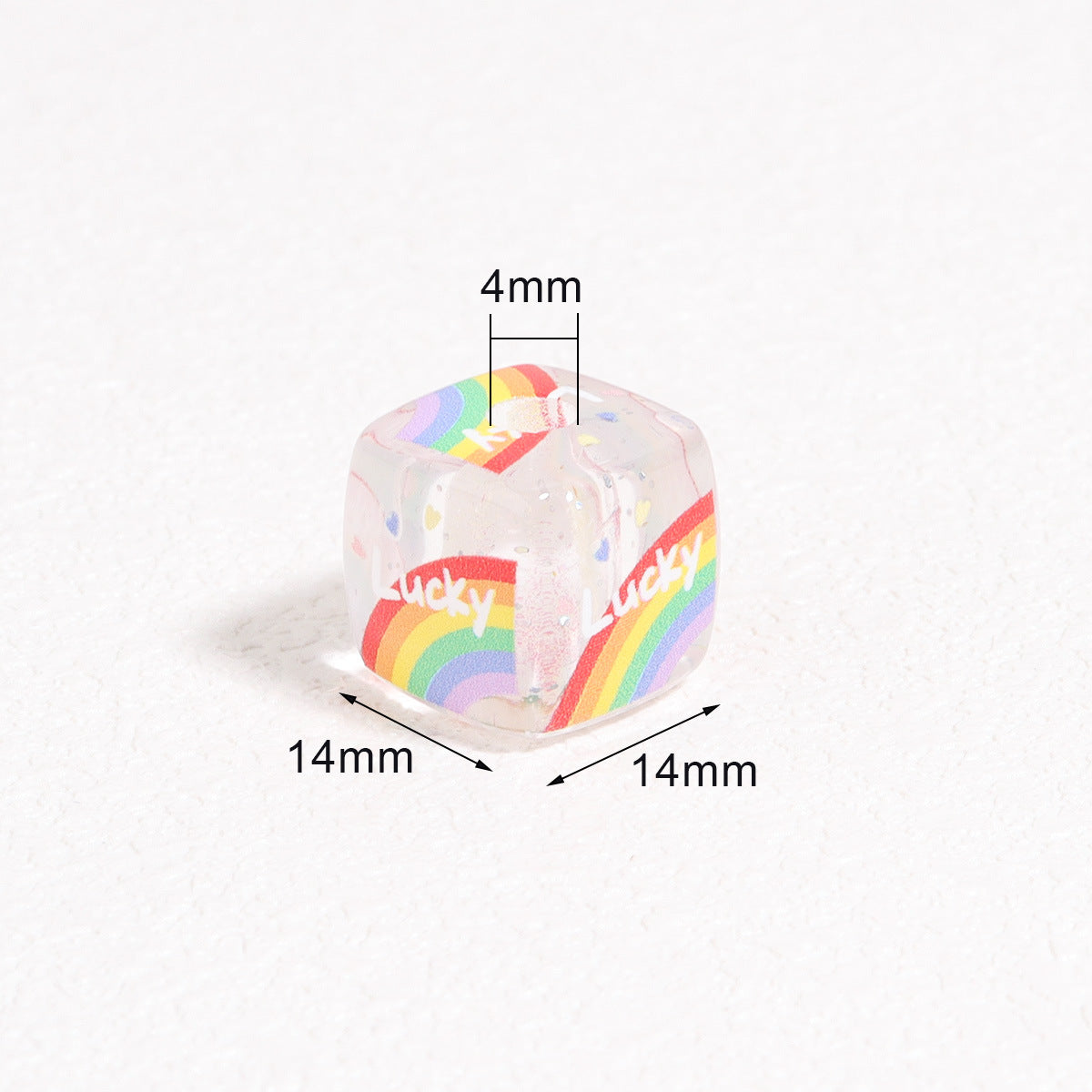 Wholesale 10pcs 14mm transparent rainbow square acrylic beads