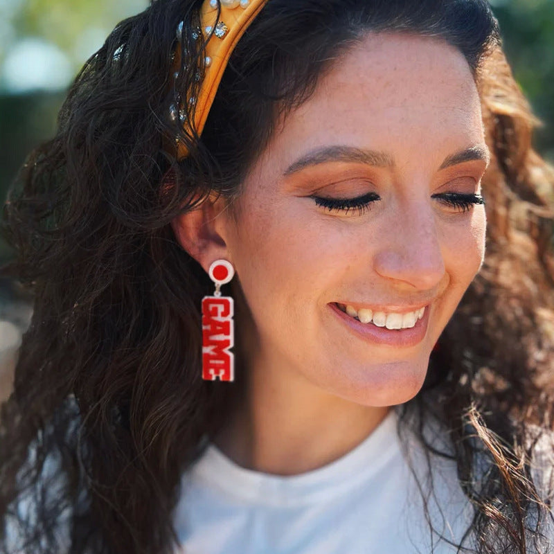 Wholesale Acrylic Rugby GAME DAY Earrings