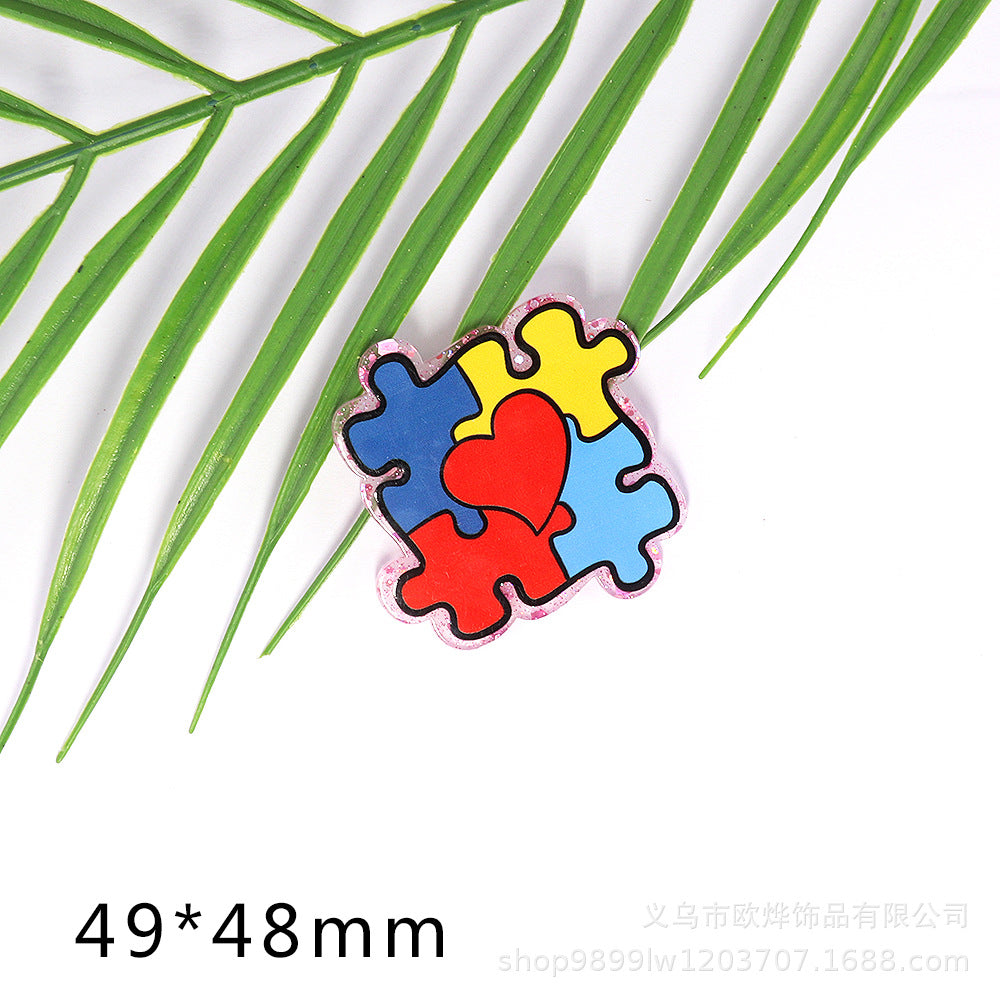Wholesale 10pcs Cartoon Puzzle Peach Heart Ice Cream Acrylic DIY Patch Accessories