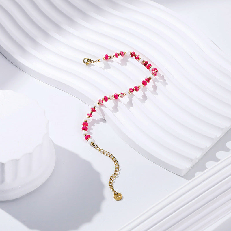 Wholesale Gold Plated Stainless Steel Freshwater Natural Stone Bracelet