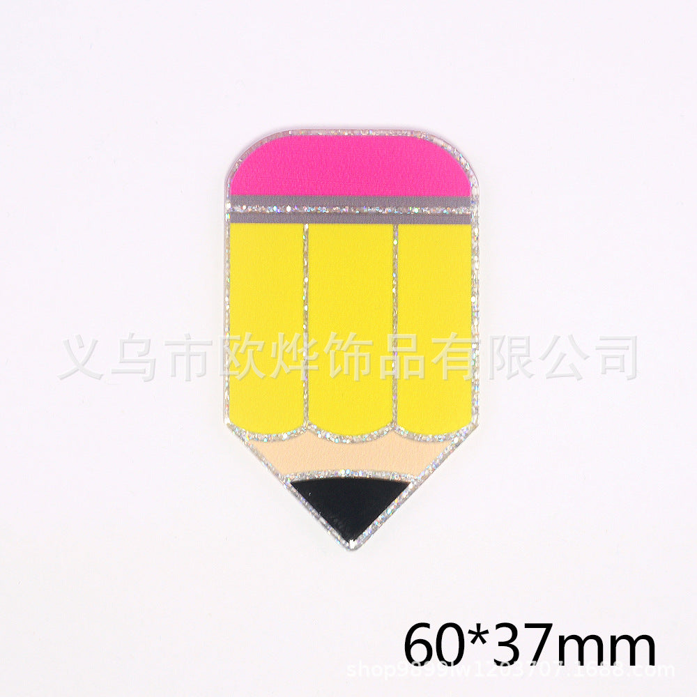Wholesale 10pcs Loose Powder Cartoon Teacher Stationery Acrylic Pin Cute DIY Patch