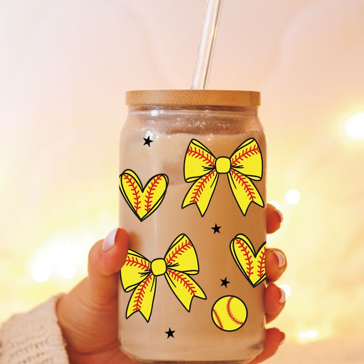 Wholesale Baseball rugby helmet sports 16oz Cup UV DTF Wraps