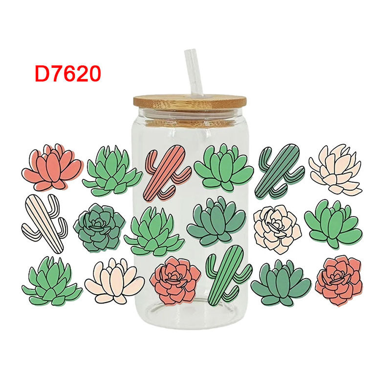 Wholesale Flower Butterfly Cactus 16oz Cup UV DTF Wraps