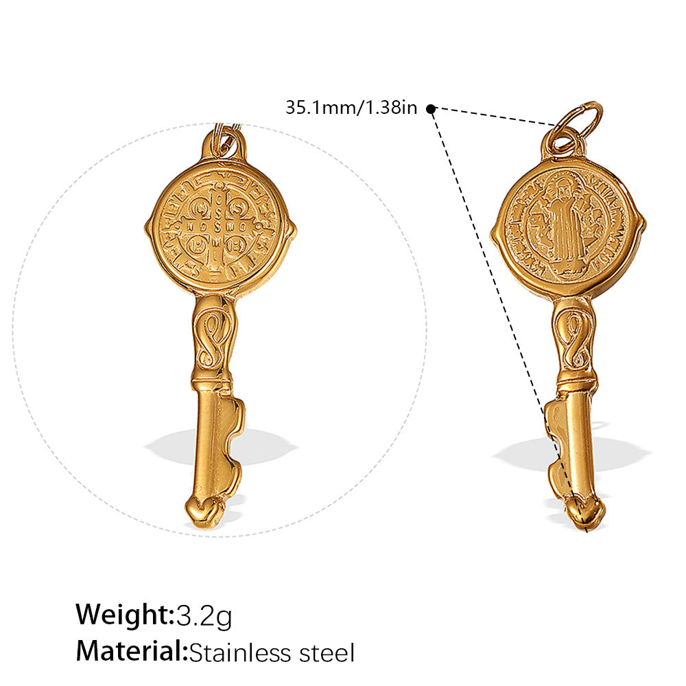 Wholesale Stainless steel 18K gold-plated small DIY key pendant