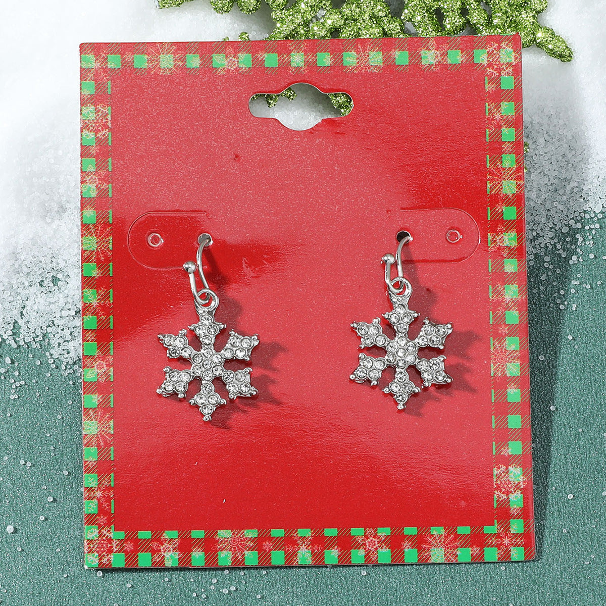 Wholesale Christmas Fashion Cute Alloy Oil Dripping Elk Snowflake Earrings
