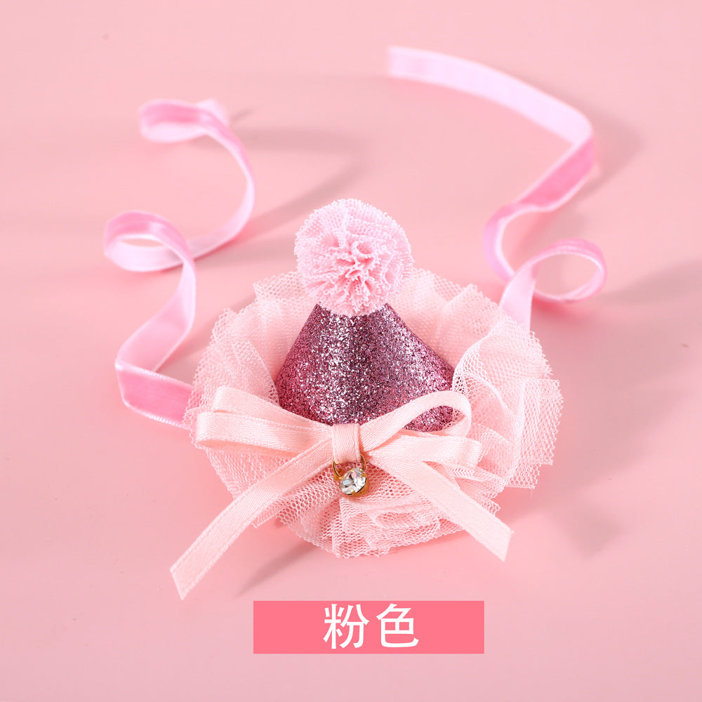 Wholesale 5pcs Fairy Lace Sequins Stereo Birthday Hat Five-pointed Star Headdress Bow Wedding Princess