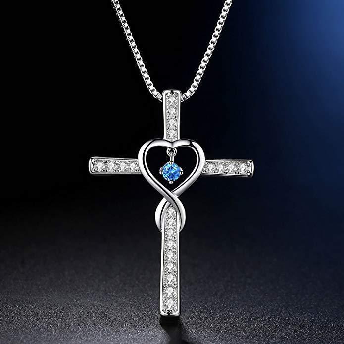 Wholesale Cross religious faith inlaid zircon pendant necklace