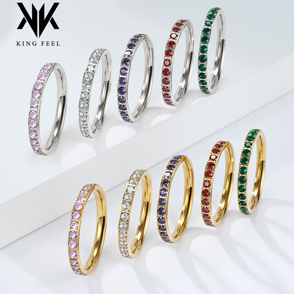 Wholesale Stainless steel full diamond starry layered ring