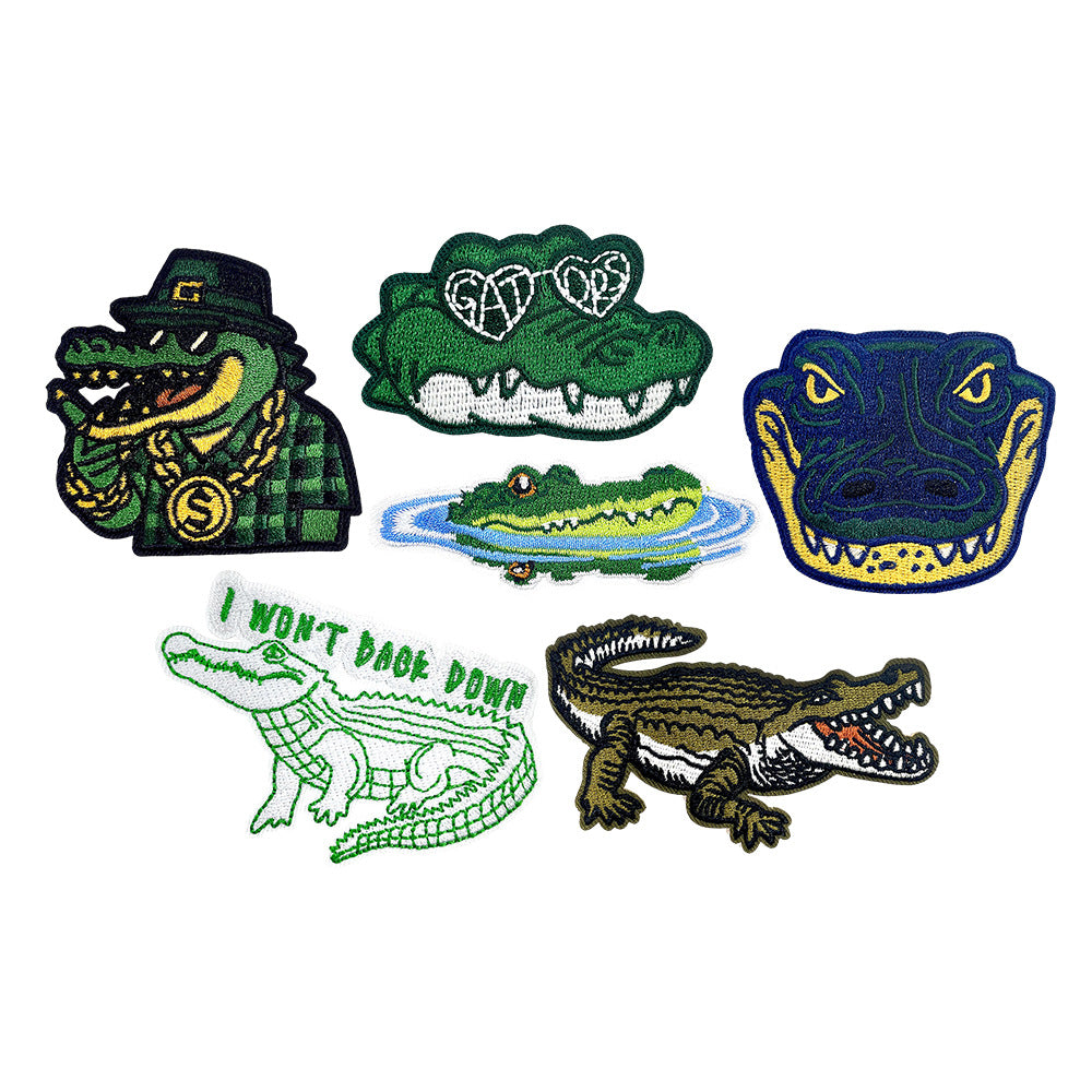 Wholesale Polyester Embroidered Cartoon Crocodile Patch DIY Iron On Applique For Shoes Hats Fashion Accessory