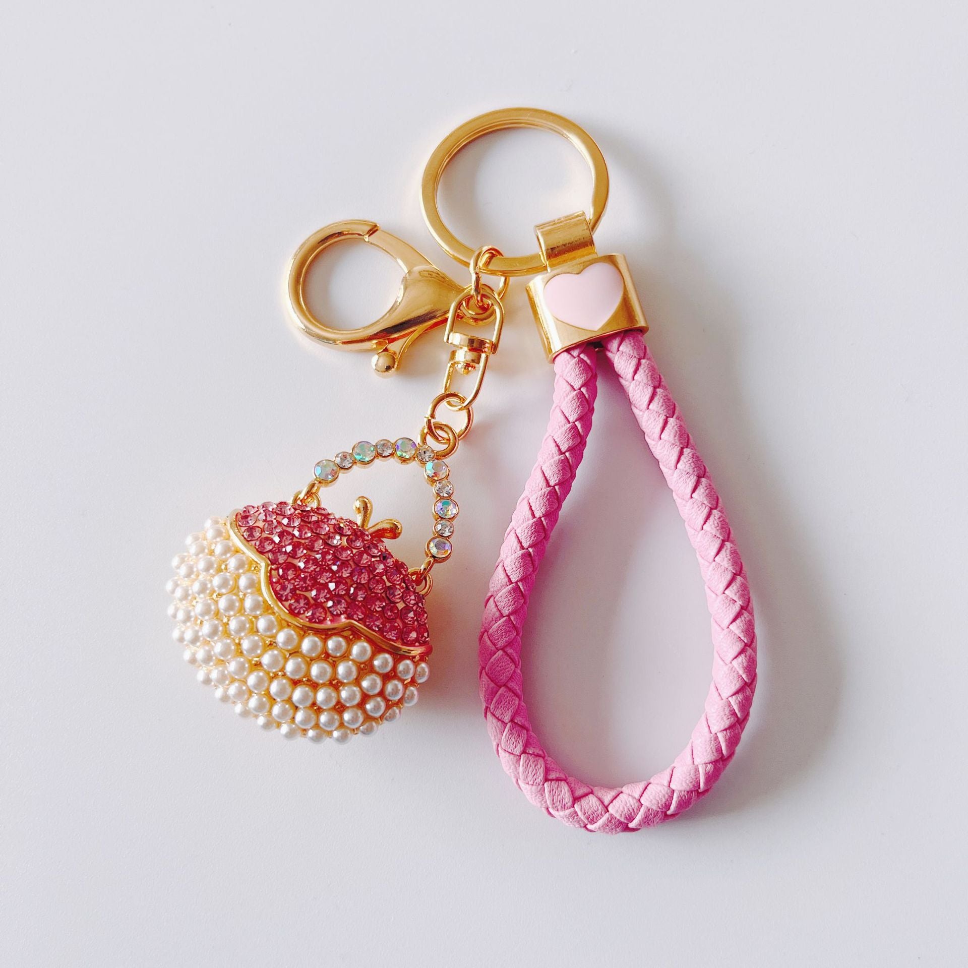 Wholesale Rhinestone Pearl Handbag Metal Keychain