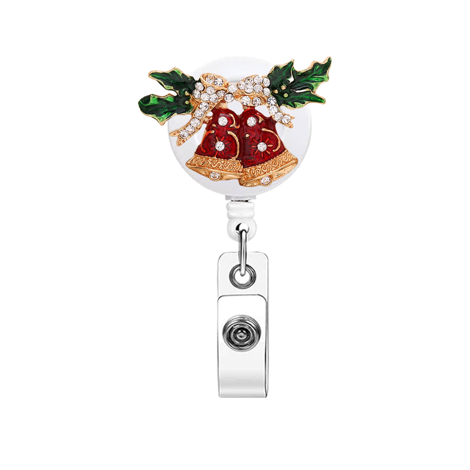 Wholesale Christmas Metal Rhinestone Red Series Telescopic Easy-Pull Scroll Badge Easy Pull Buckle