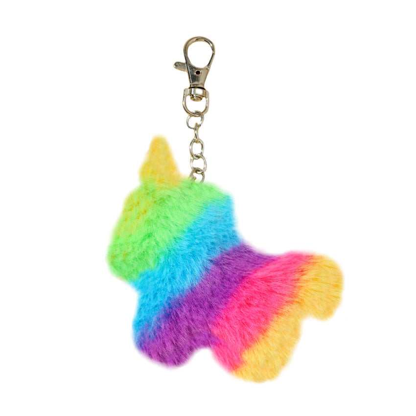 Wholesale Rainbow Stripe Unicorn Plush Keychain